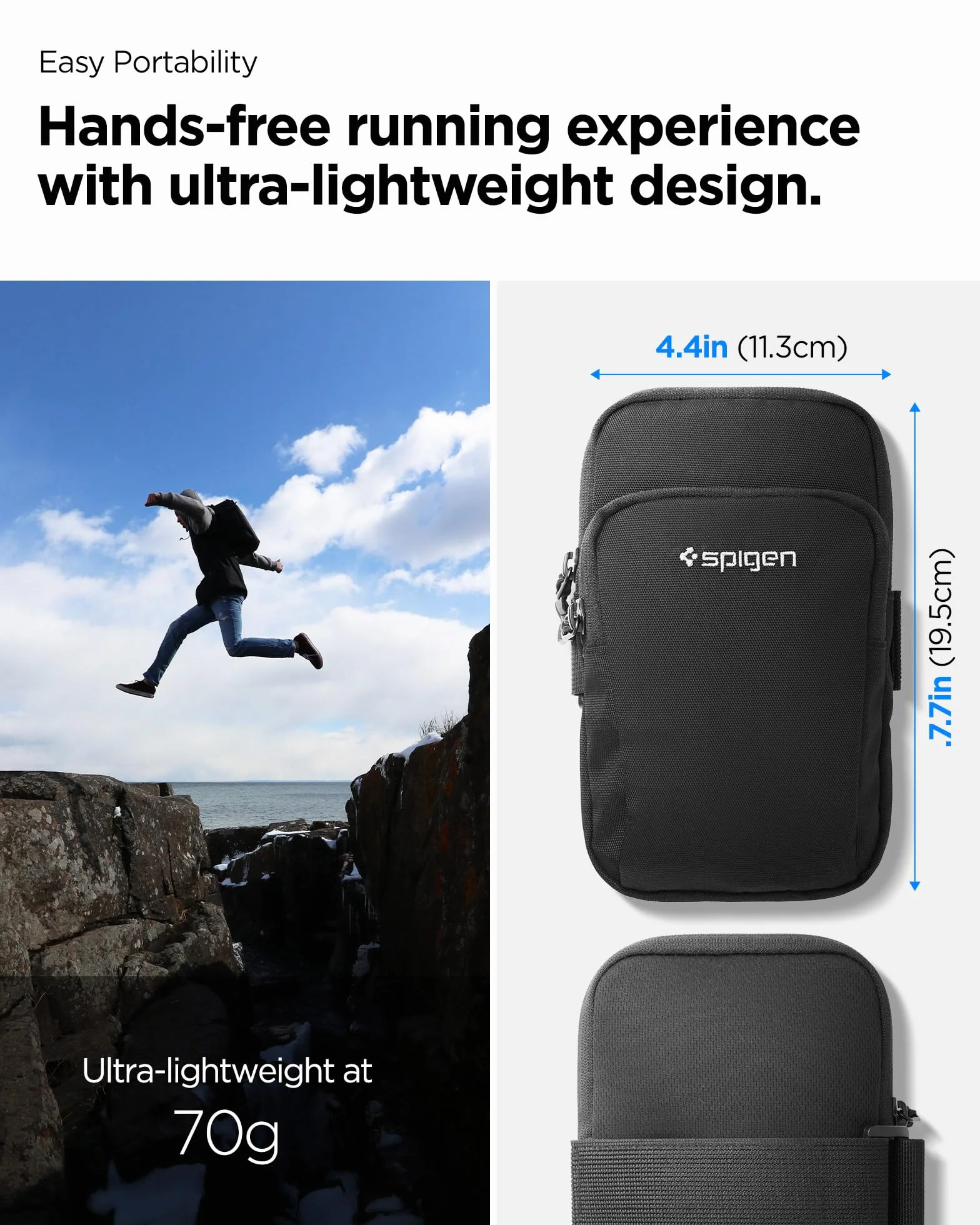 Spigen Dynamic Shield Porta Cellulare da Corsa Fino a 6.9" Fascia da Braccio Compatibile con iPhone 15 14 13 12 11 Pro Max, Samsung S24 S23 Ultra - Nero