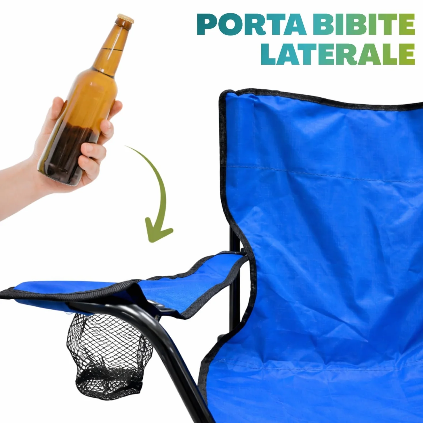 PALUPLUS 2 Sedie da Pesca pieghevoli Blu 75x46x80 cm Struttura tubolare metallo poliestere Braccioli Portabicchiere Sacca Trasporto