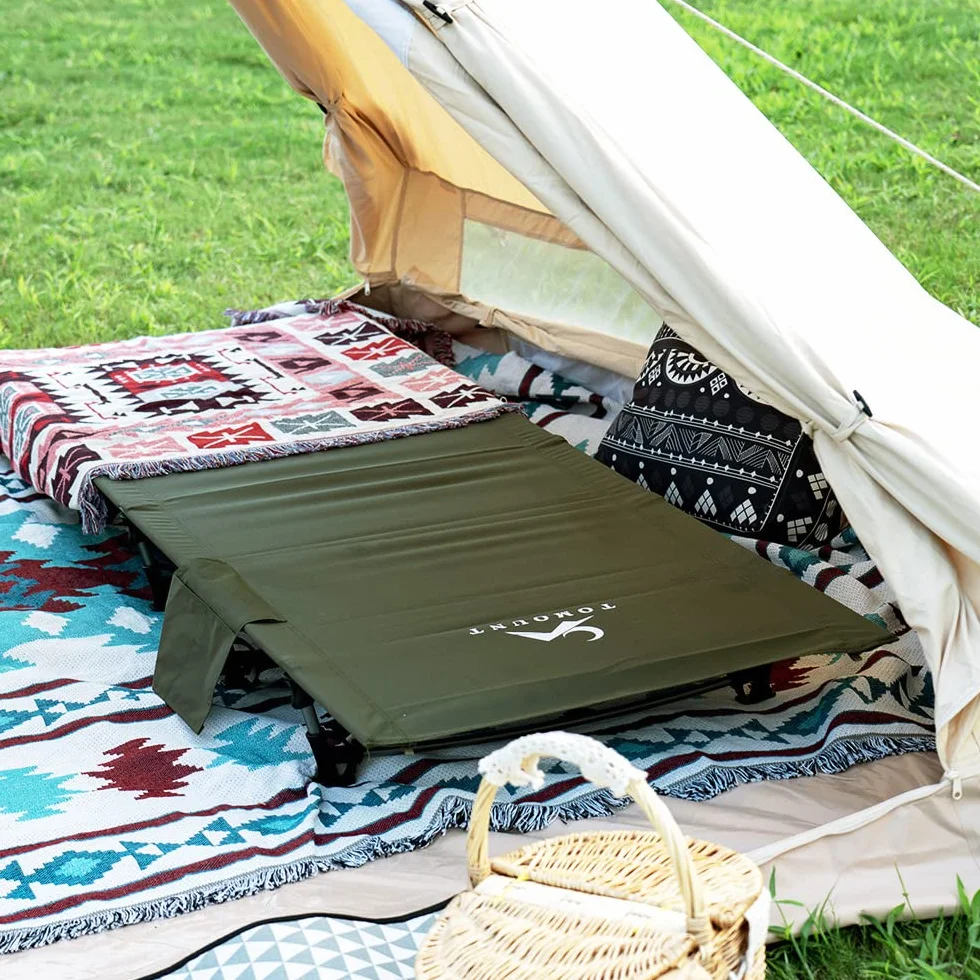 TOMOUNT Lettino da campeggio ultraleggero in alluminio 190 x 70 cm pieghevole compatto Verde