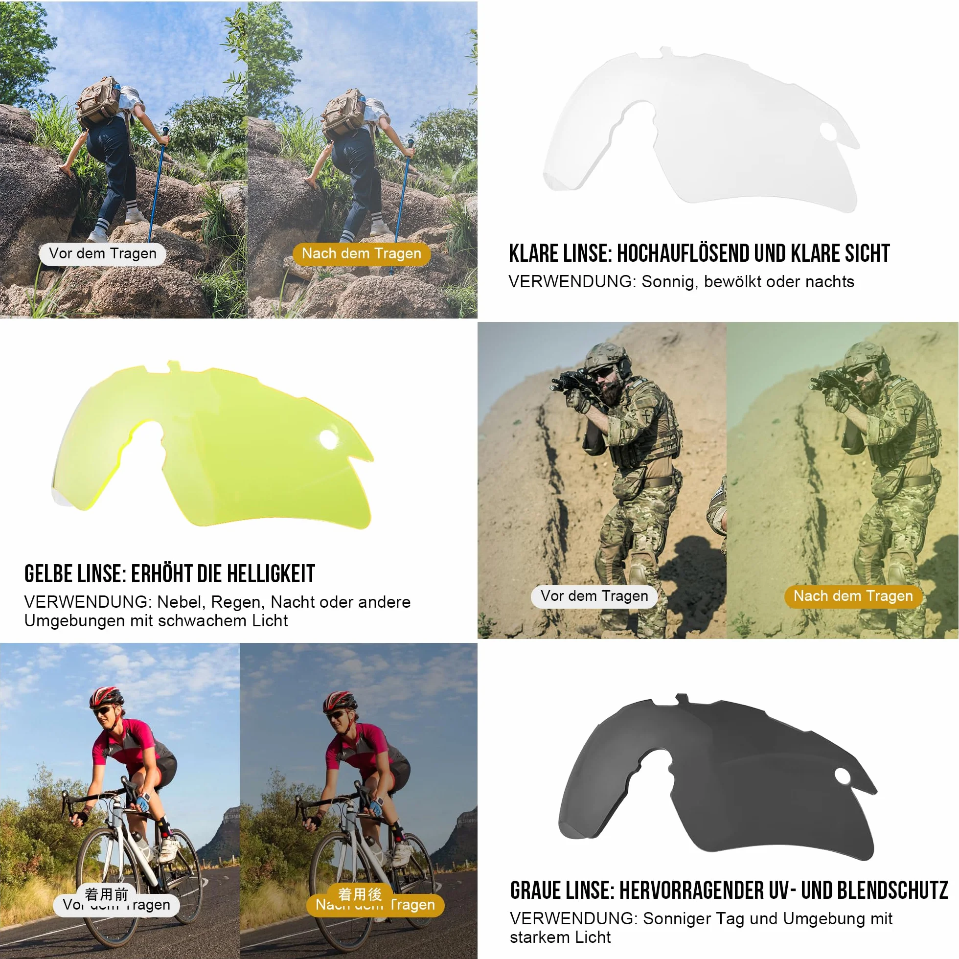 1TG Tactical Occhiali da ciclismo softair tattici sportivi uomo donna paintball caccia