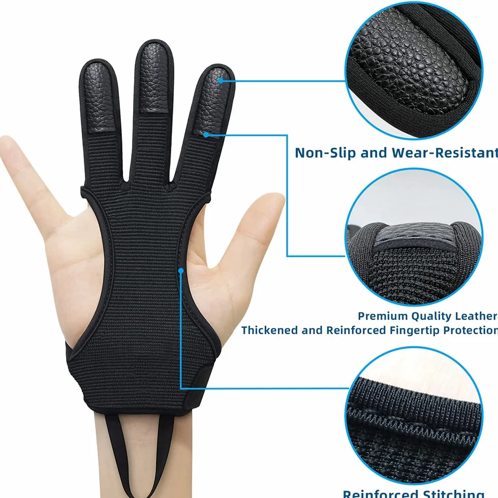 Seektop Archery Glove Three Finger Leather Shooting Gloves for Youth Adult