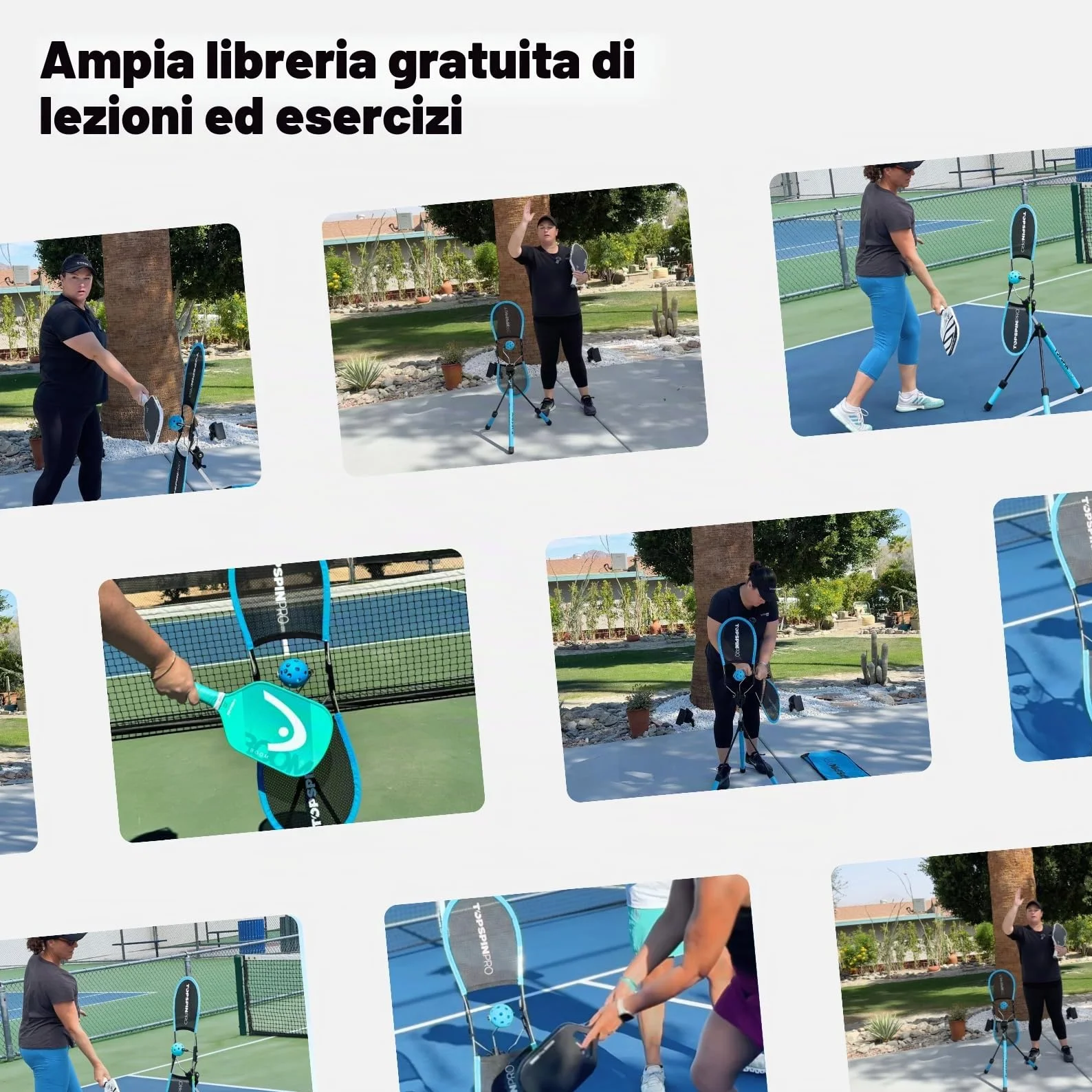 TopspinPro Pickleball Trainer Ausilio Allenamento Topspin Servizio Colpi Terra