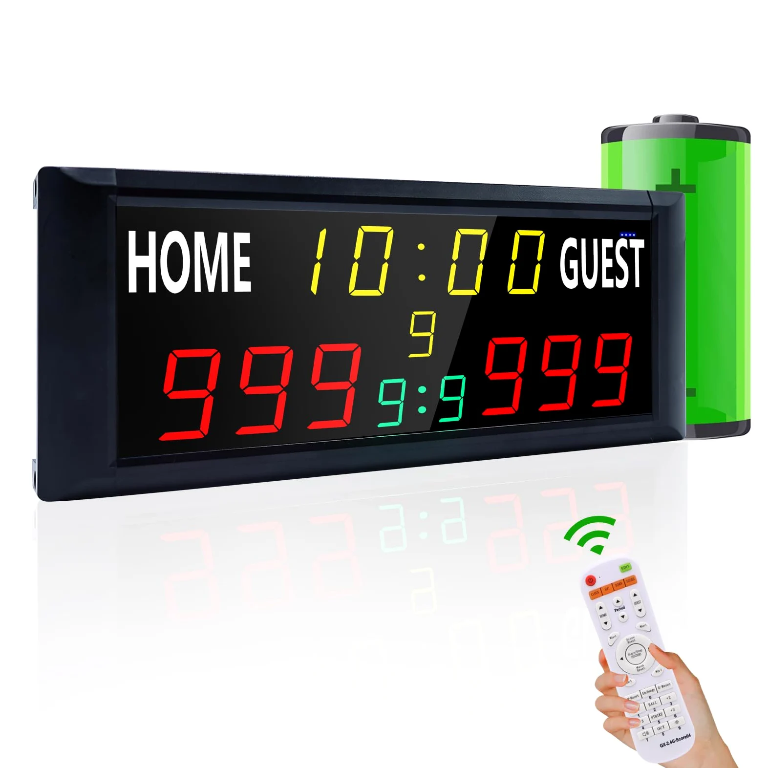 YZ Tabellone segnapunti elettronico Grande da 40,6 cm con Telecomando, Luminoso tabellone segnapunti a LED per Giochi all'aperto, tabellone segnapunti Digitale con Timer, segnapunti Portatile per