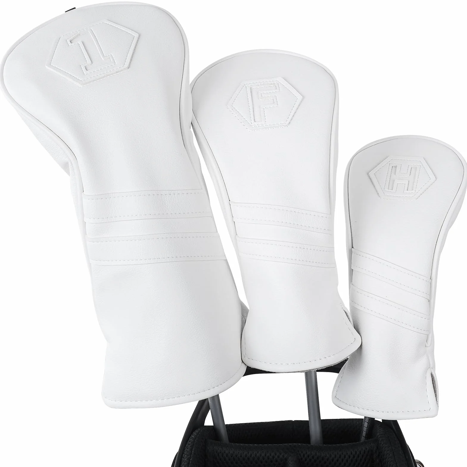 Copritesta in pelle sintetica bianca per mazze da golf driver fairway legno ibrido ferro 1FH