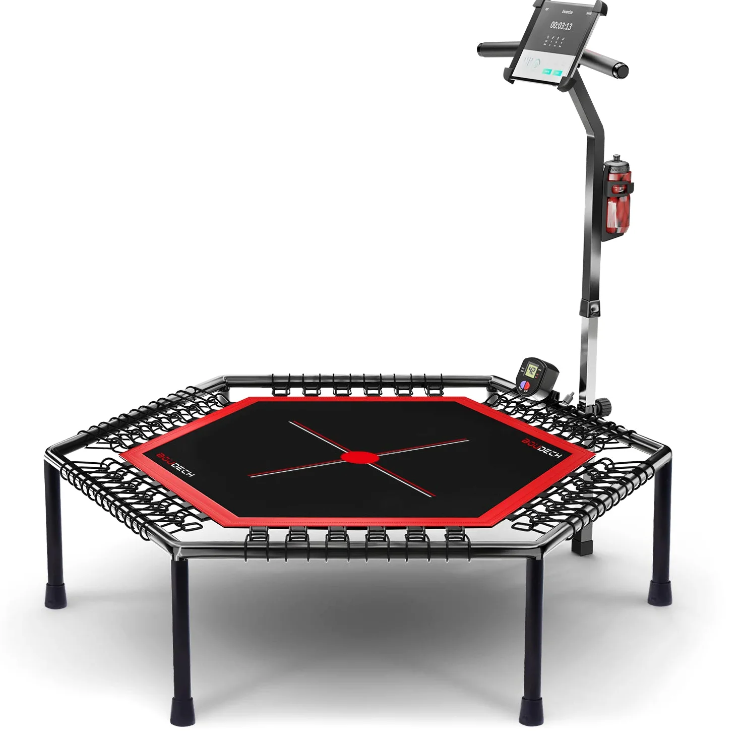 Boudech - Trampolino elastico crossfit per allenamento fitness funzionale con contasalti portacellulare e portabevande
