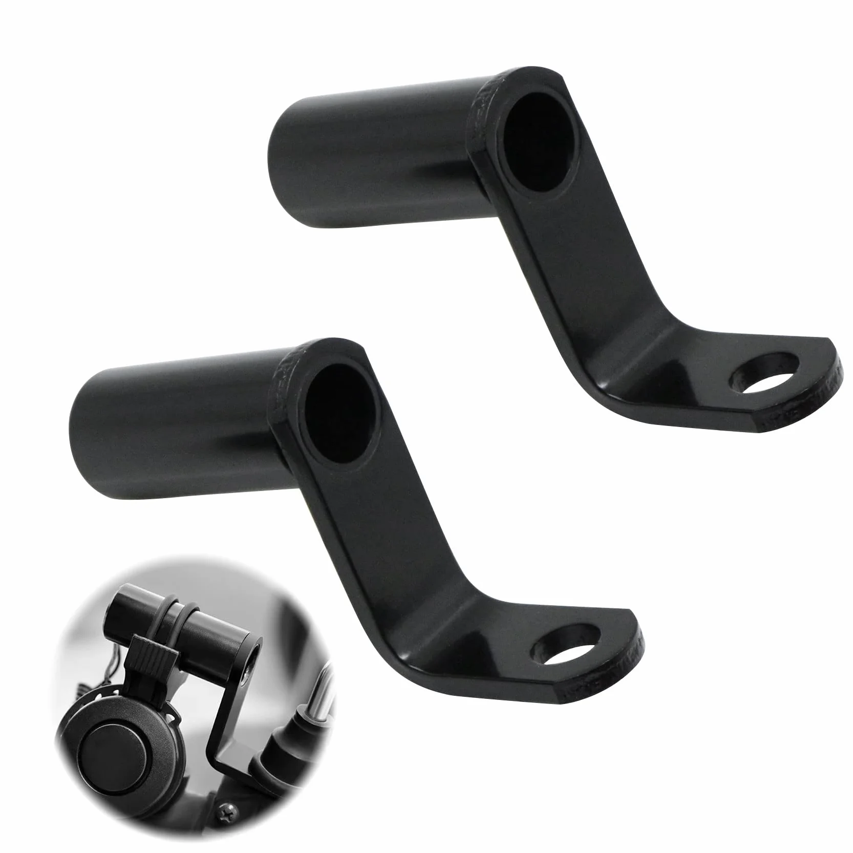Moto Estensore per Manubrio Supporto - Luci da Lavoro Universale Torcia Specchietto Retrovisore Bici Tachimetro Faro Prolunga Staffa Scooter Luce Cellulare (2 Pezzi, Nero)