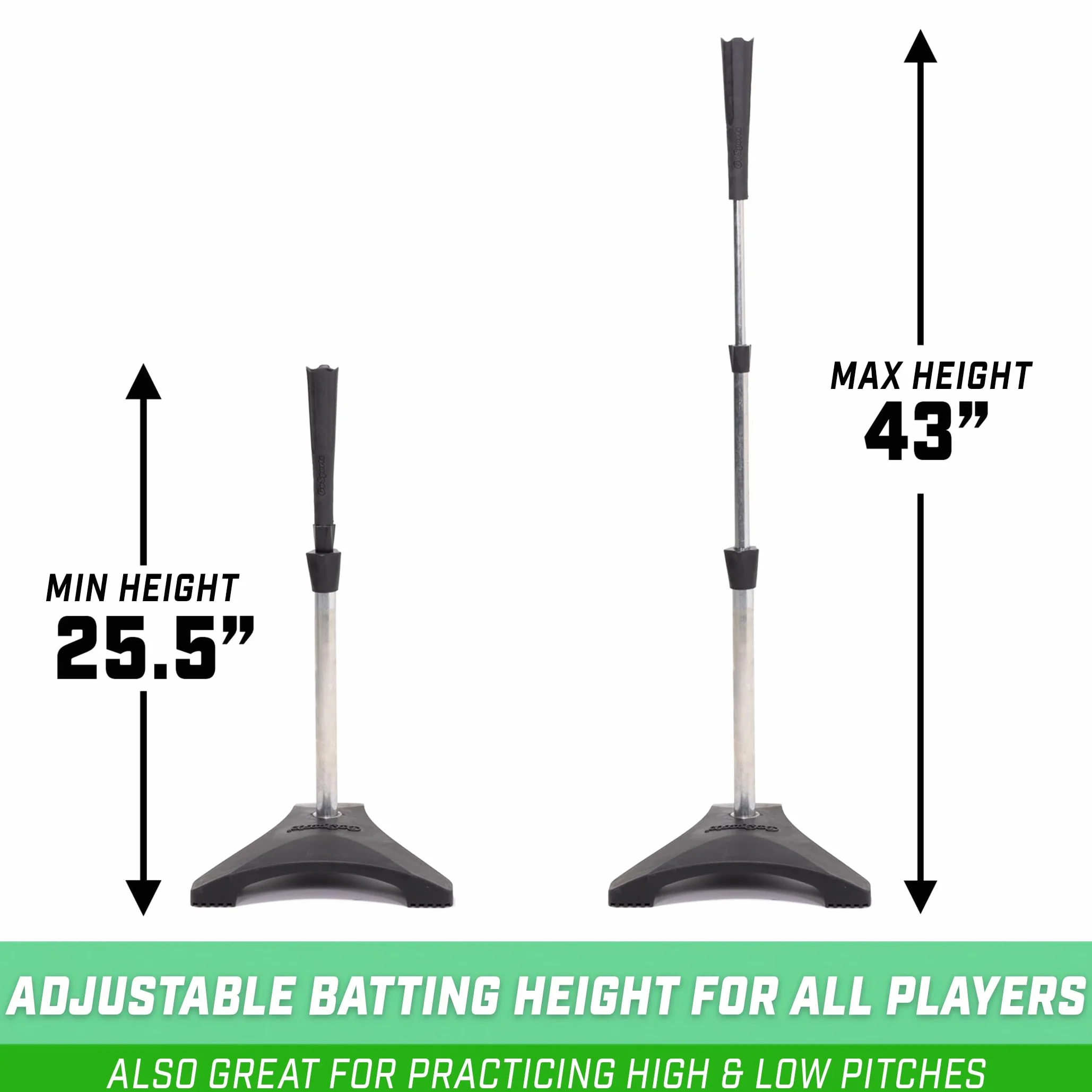 GoSports Tee da battuta baseball softball treppiede resistente altezza regolabile