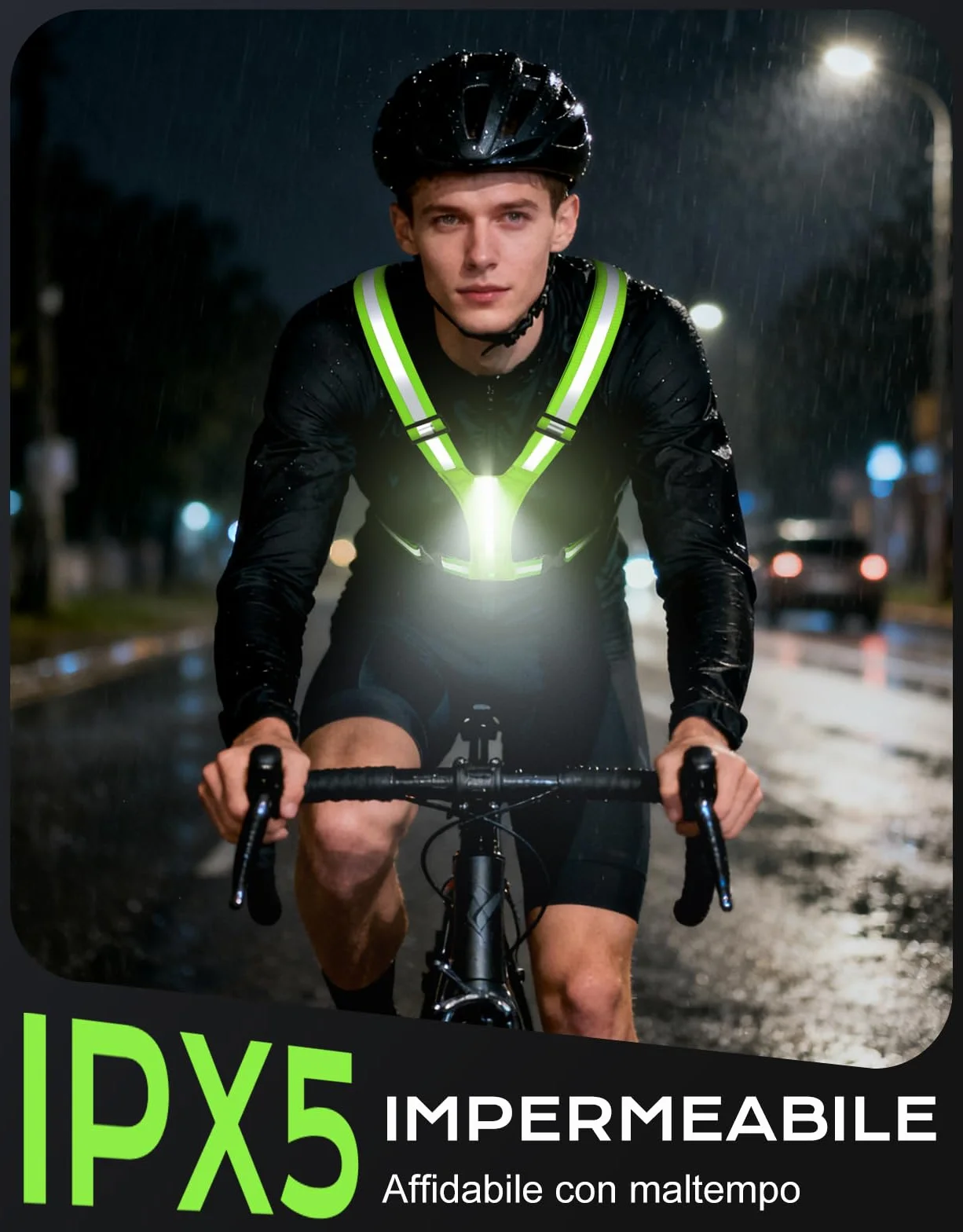 Glangeh Luce Running LED Alta Visibilità 360° Impermeabile Regolabile Torcia Frontale Bretelle Catarifrangenti per Corsa