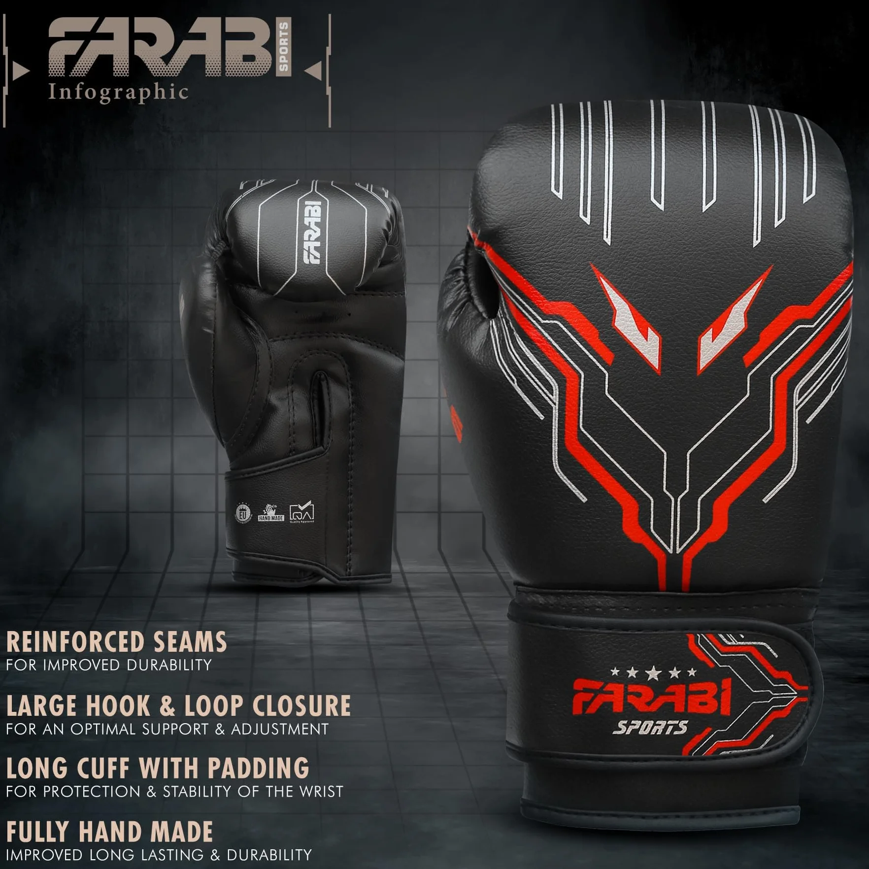 Farabi Sports guantoni boxe bambini Junior 6-oz per MMA, Muay Thai e sacco da boxe 5-10 anni
