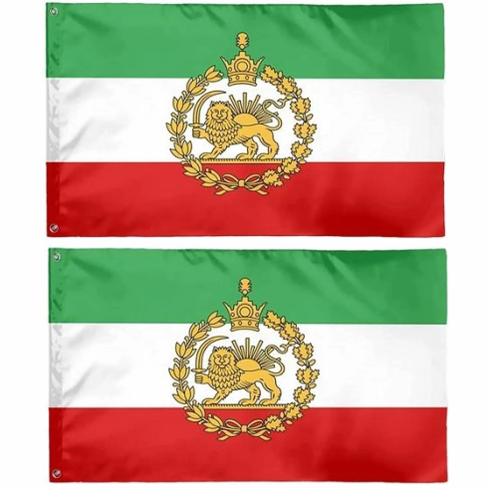 Bandiera Iran 90x150cm Poliestere, Bandiera Persiana Storica, Leone e Sole, 2 Pezzi