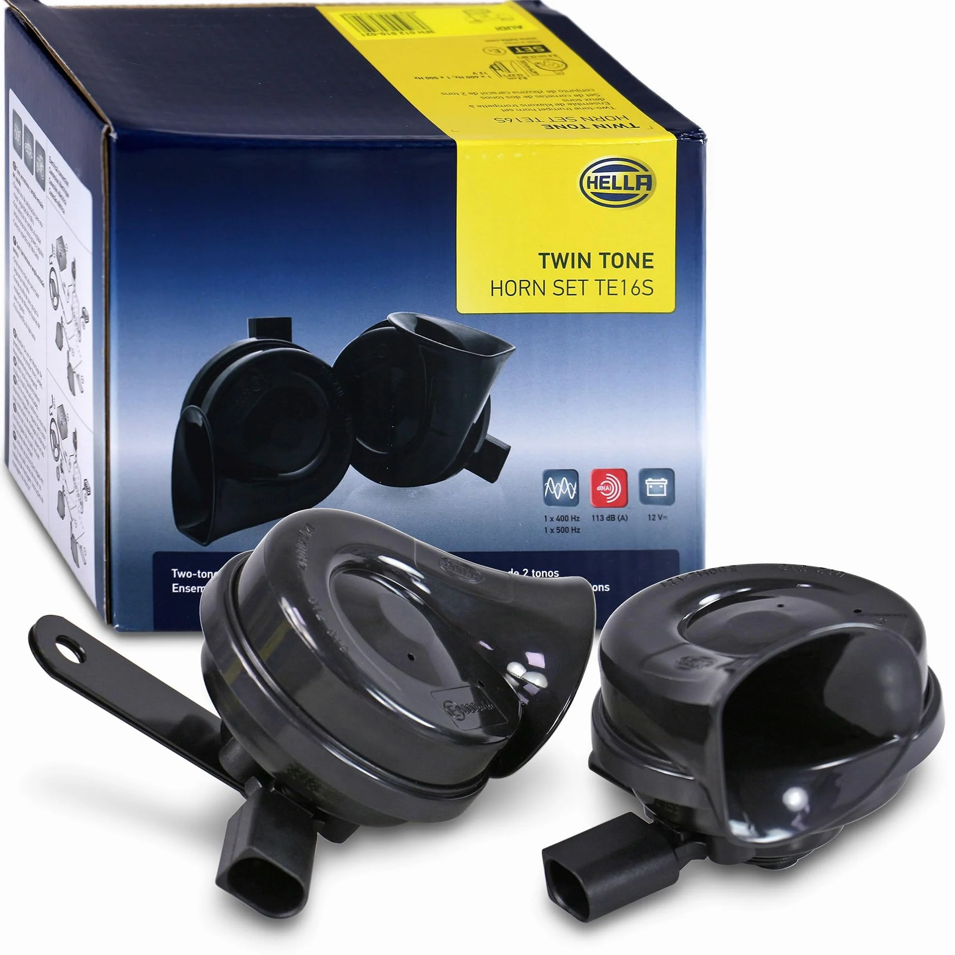 HELLA Tromba - HELLA OE-CONNECT HORN TE26 SET - 12V - 110dB(A) - 400Hz-500Hz - Tono alto/Tono basso - elettrico - ECE - Colore alloggiamento/sede: nero - Quantità: 2 - 3FH 012 010-021