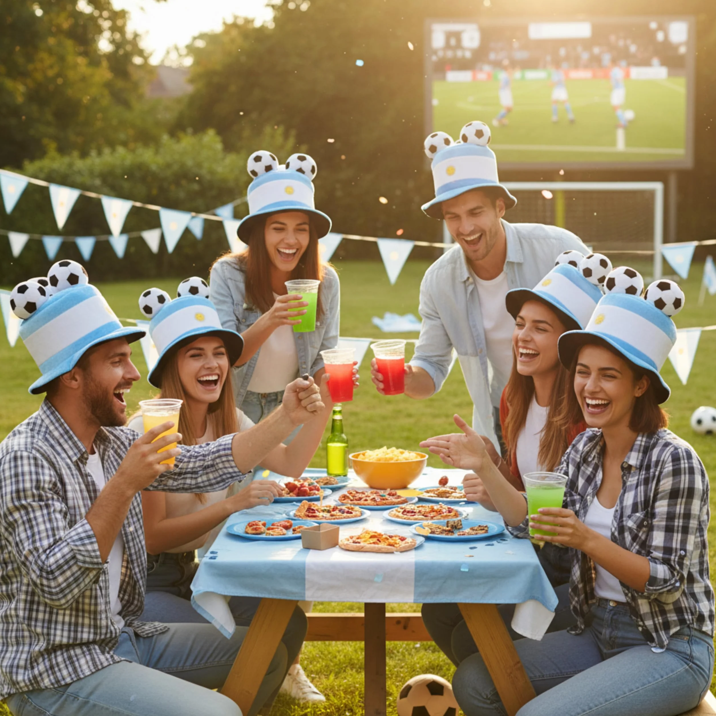 Toyland® Argentina Flag Football Fan Top Hat with 3D Footballs - World Cup & European Championships Party Costume - 10 Countries to Choose