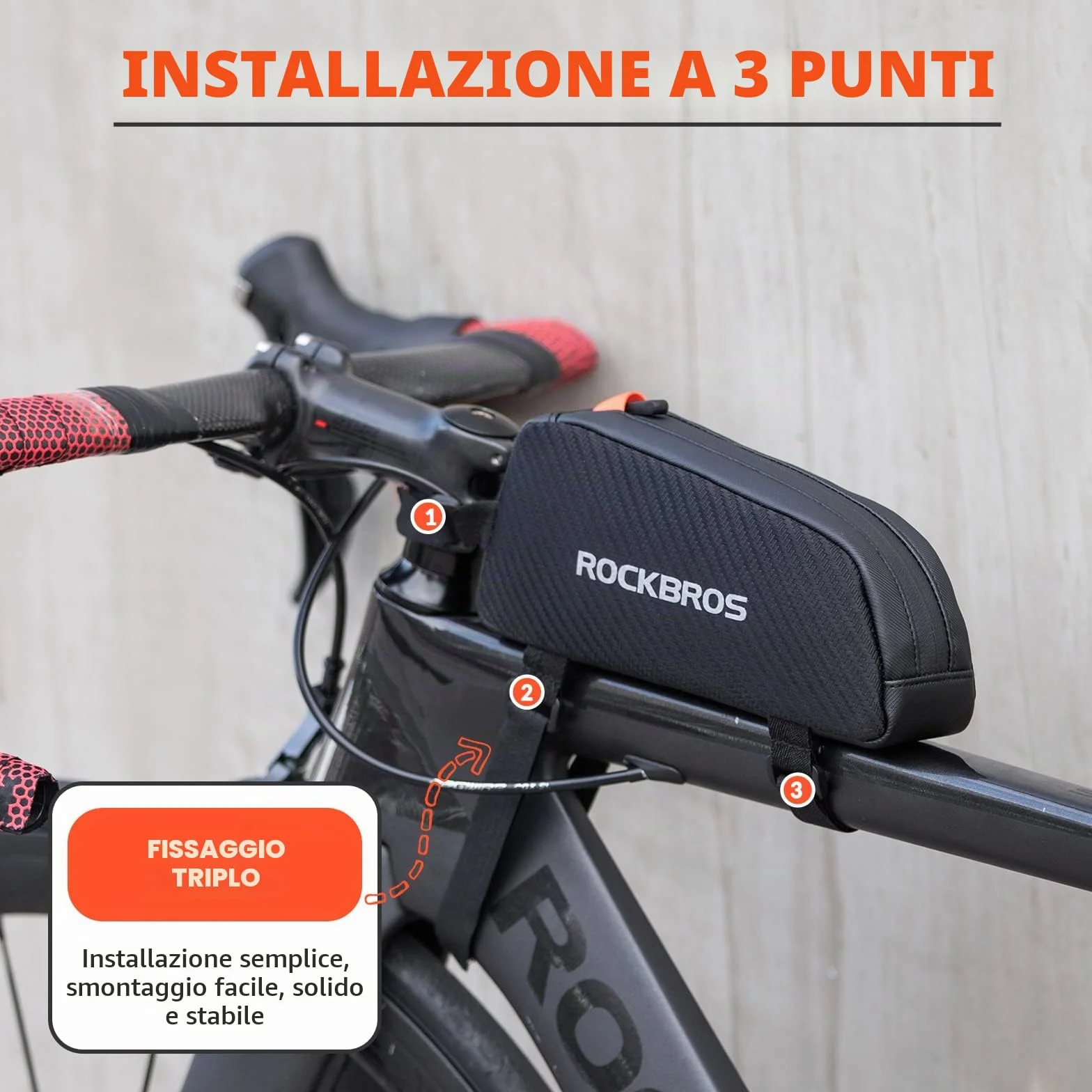 ROCKBROS Borsa Telaio Bici 1L MTB Bicicletta da Corsa Bici Elettrica