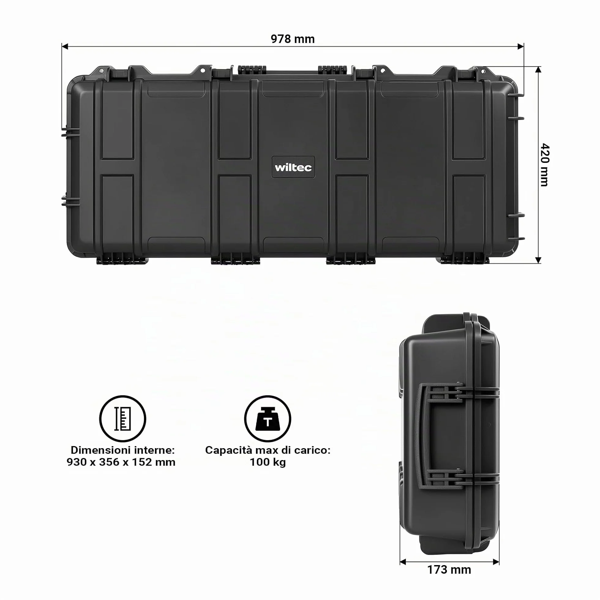 Wiltec Valigetta porta armi 97,8 x 42 x 17,3 cm per armi lunghe