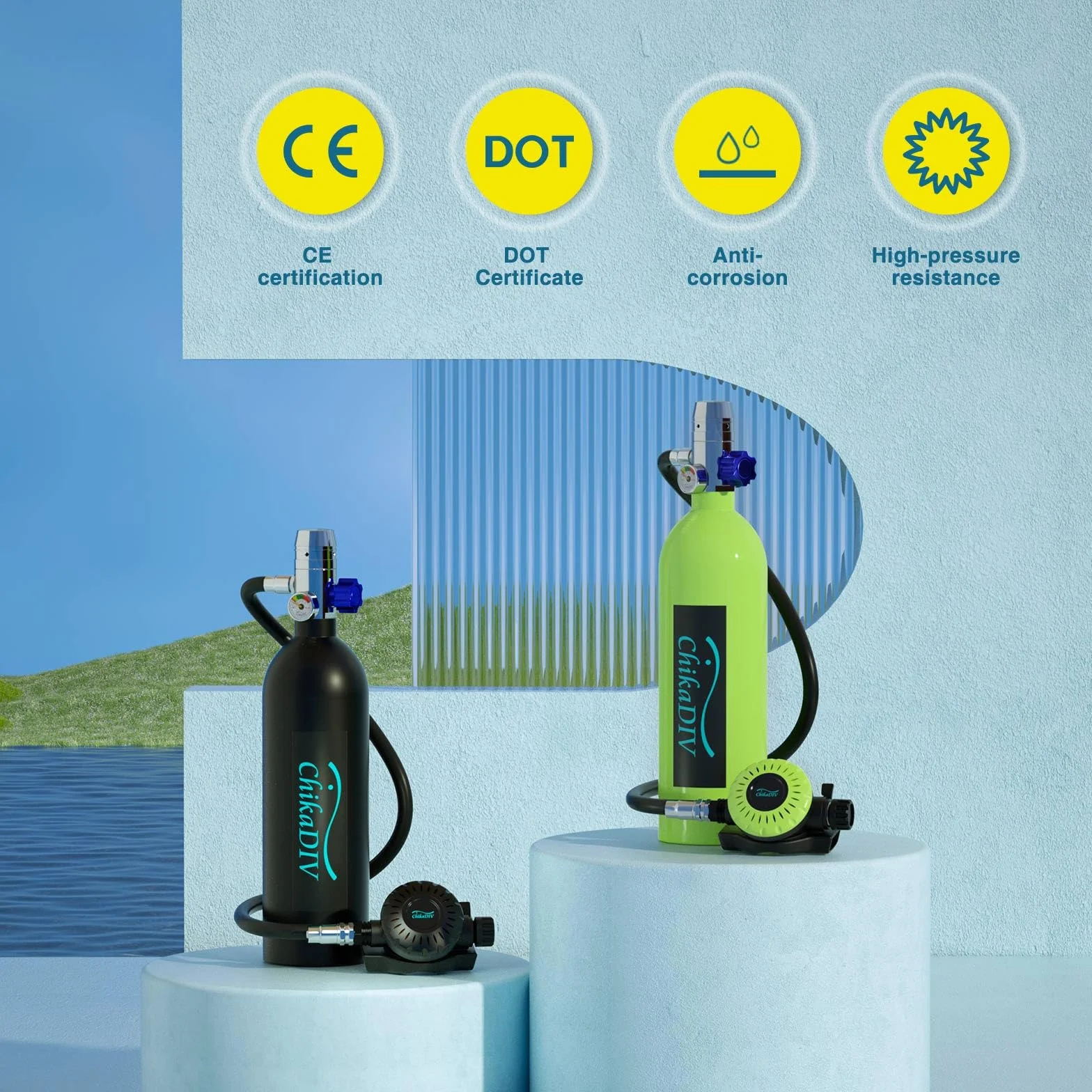Bombola Ossigeno Alluminio Aeronautico C400 Mini Subacquea Portatile 15-20 Min Snorkeling