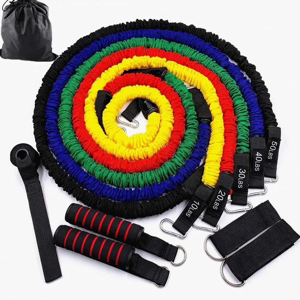 11 Pezzi/Set Fasce di Resistenza Allenamento Esercizio Attrezzatura Yoga Tubi Corda di trazione espansore Elastico Fitness