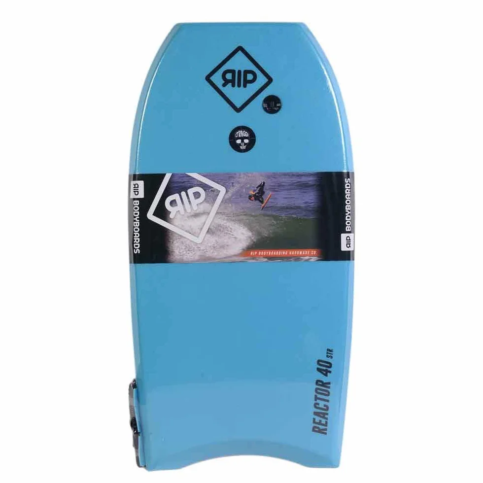 RIP Bodyboard - RIP Reactor EPS 40 + Flat Leash - 6 combinazioni di colori, CXLPE 4 mm Deck, Crescent Tail, Stringer in fibra, 50/50 Simple Rail - Fornito con plugIdeale per principianti