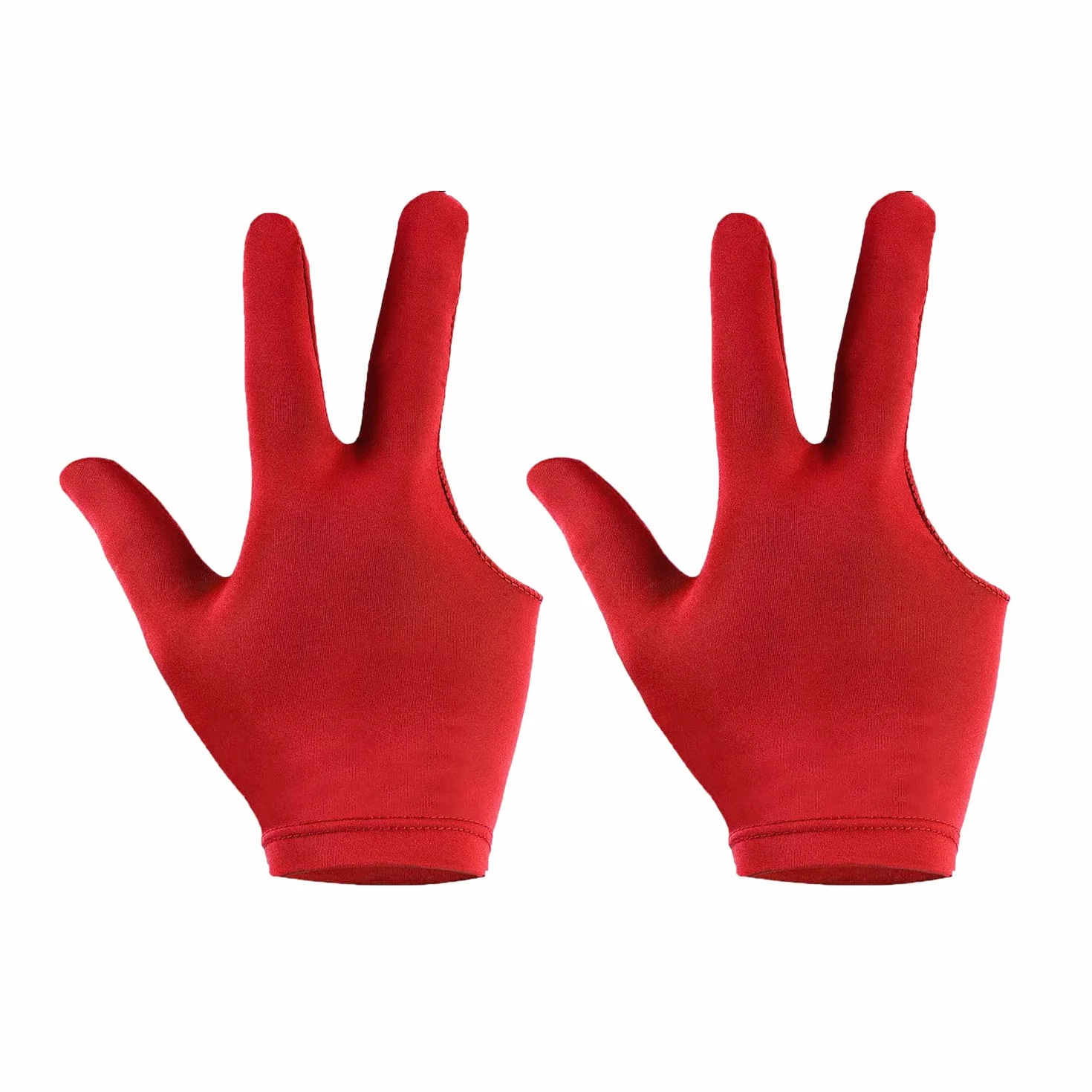 zalati 2 guanti da biliardo per stecca da snooker a tre dita in spandex e lycra rosso