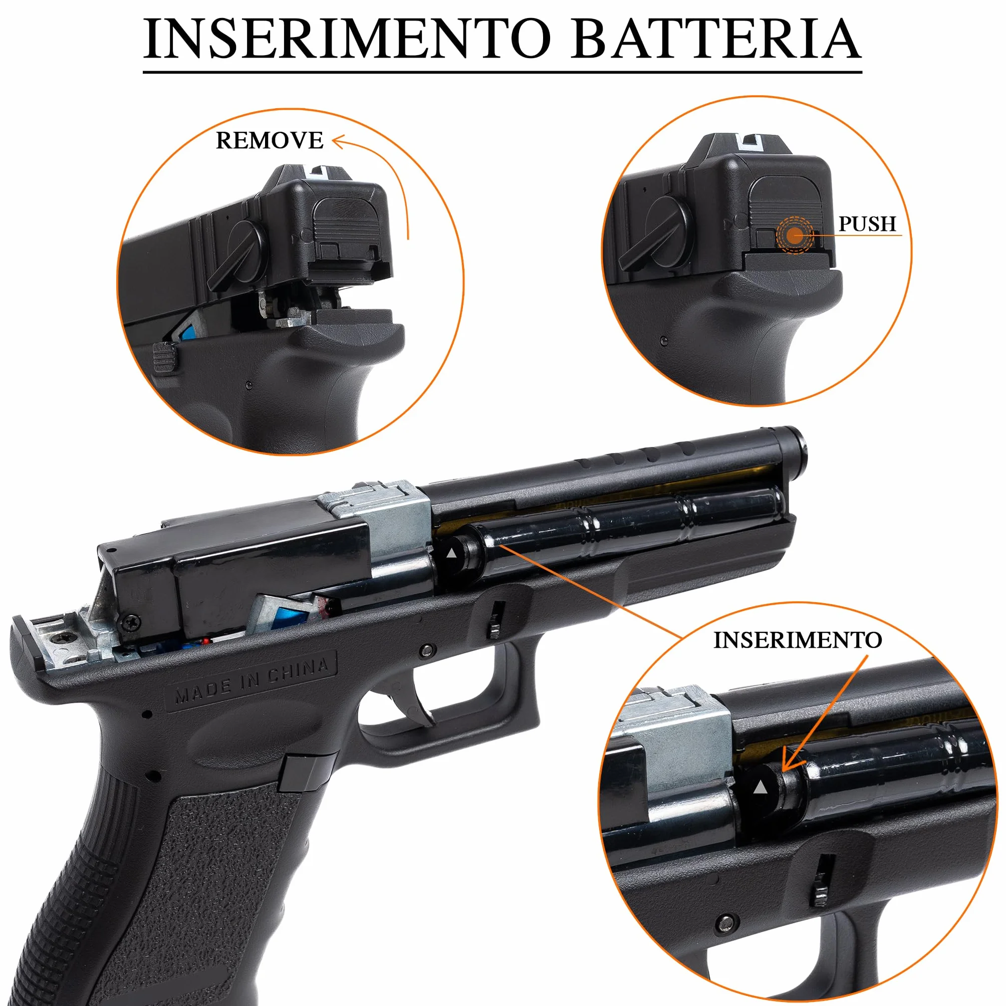 Pistola Softair Elettrica Glock 17 Replica Airsoft Polimeri 0,7 Joule 22x3x14 cm con Batteria 500 mah e Caricabatterie