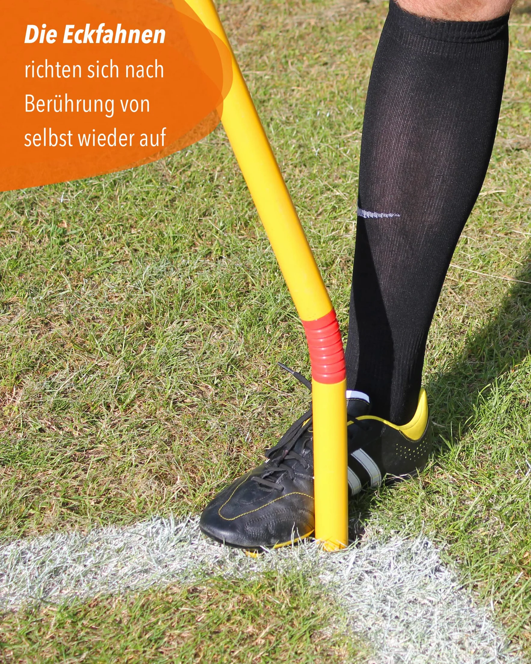 Bandiere angolari con giunto ribaltabile 4 in set 160 cm per calcio e sport