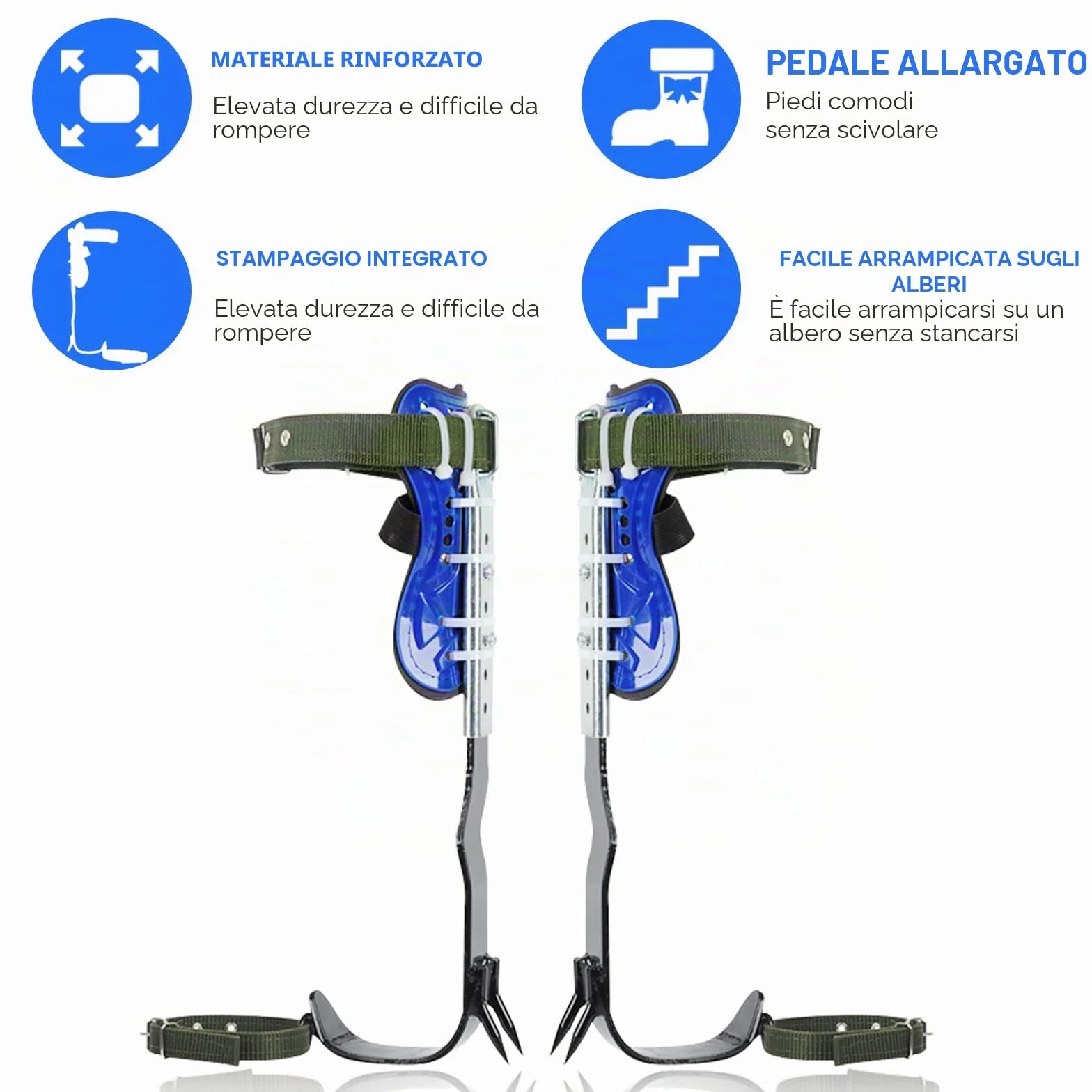 Set ramponi da arrampicata su alberi con imbracatura sicurezza 5 punti corpo