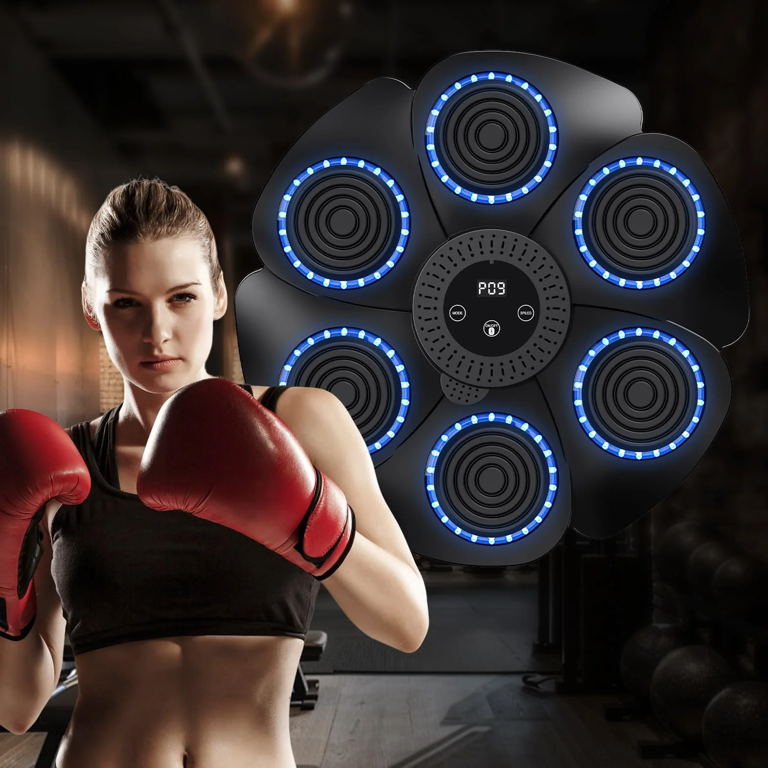 Macchina da boxe musicale, versione 2024 intelligente con Bluetooth e guanti da boxe, montabile a parete, 9 modalità di velocità e di conteggio, per adulti e bambini