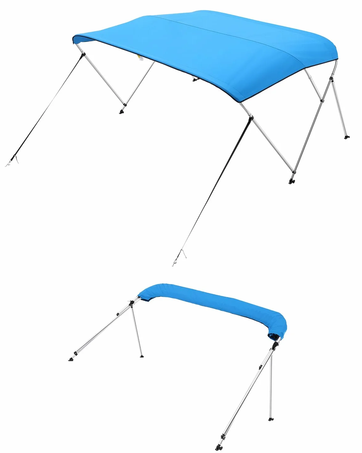 VEVOR Tendalino per Barca a 3 Archi, Poliestere 600D, Telaio in Lega di Alluminio, Impermeabile, Parasole, Larghezza 137-152 cm, Blu Pacifico