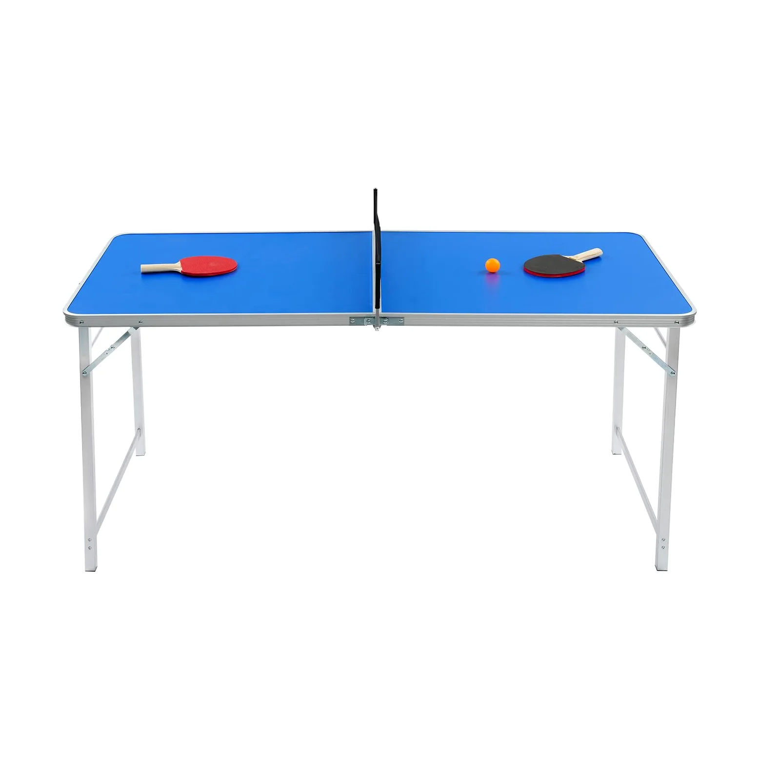 Tavolo da ping pong pieghevole 152 x 67 x 70 cm, con 2 racchette da ping pong e 3 palline da ping pong in lega di alluminio, portata 30 kg, per divertimento in famiglia, attività scolastiche