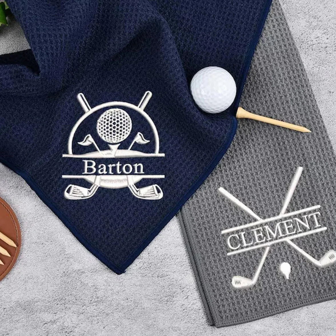 Asciugamano da golf personalizzato ricamato con monogramma logo regalo per papà festa del papà