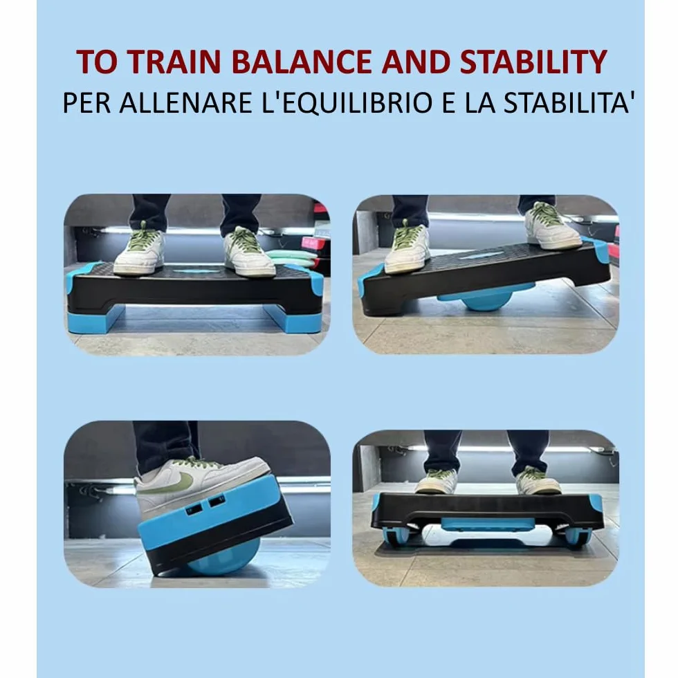 Fitness Step Multifunzione Regolabile in Altezza con Corde per Allenare l'Equilibrio Pedana Aerobica