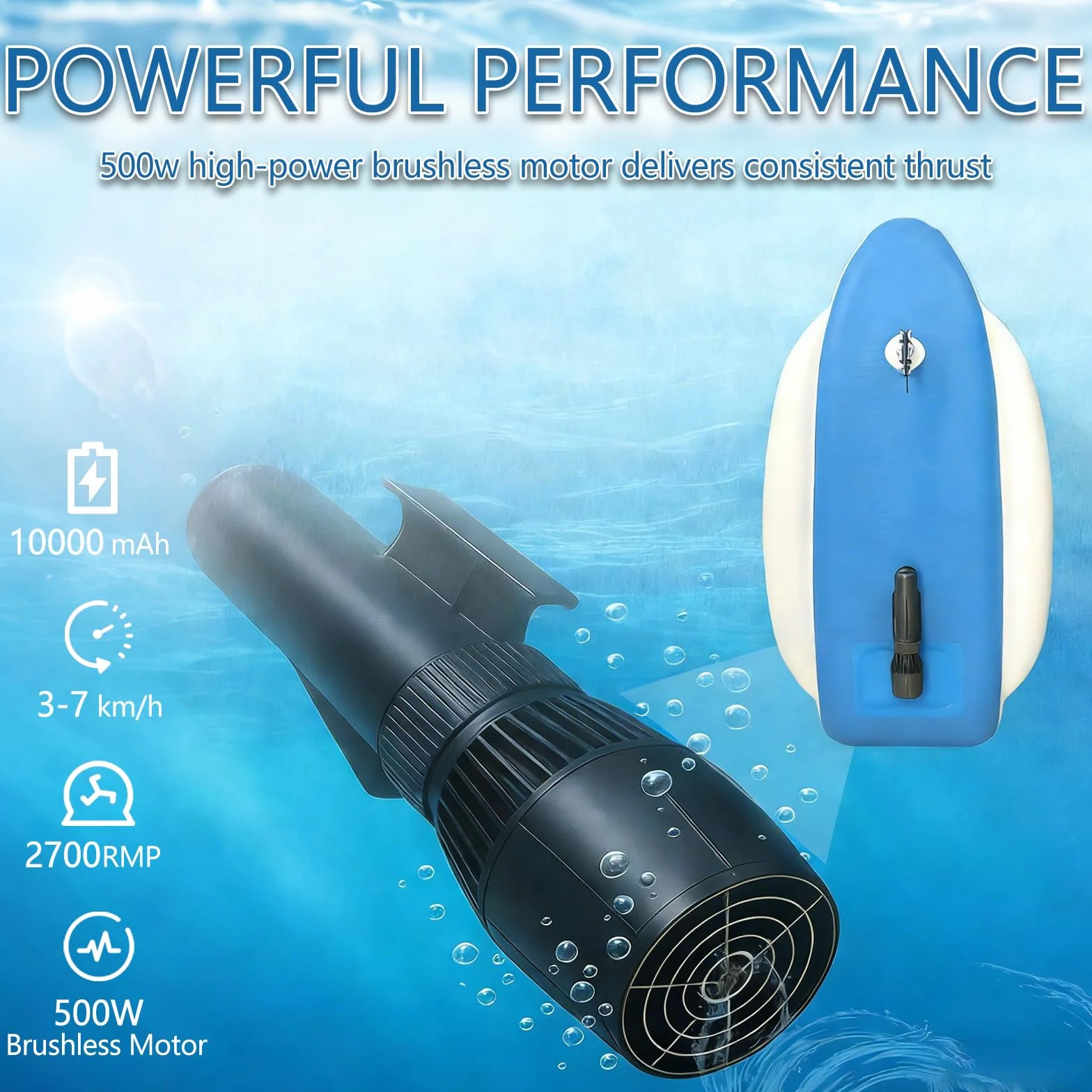 Motoscafo Gonfiabile Elettrico 10000mAh 3-7 Km/H 45-130 Min 220 kg