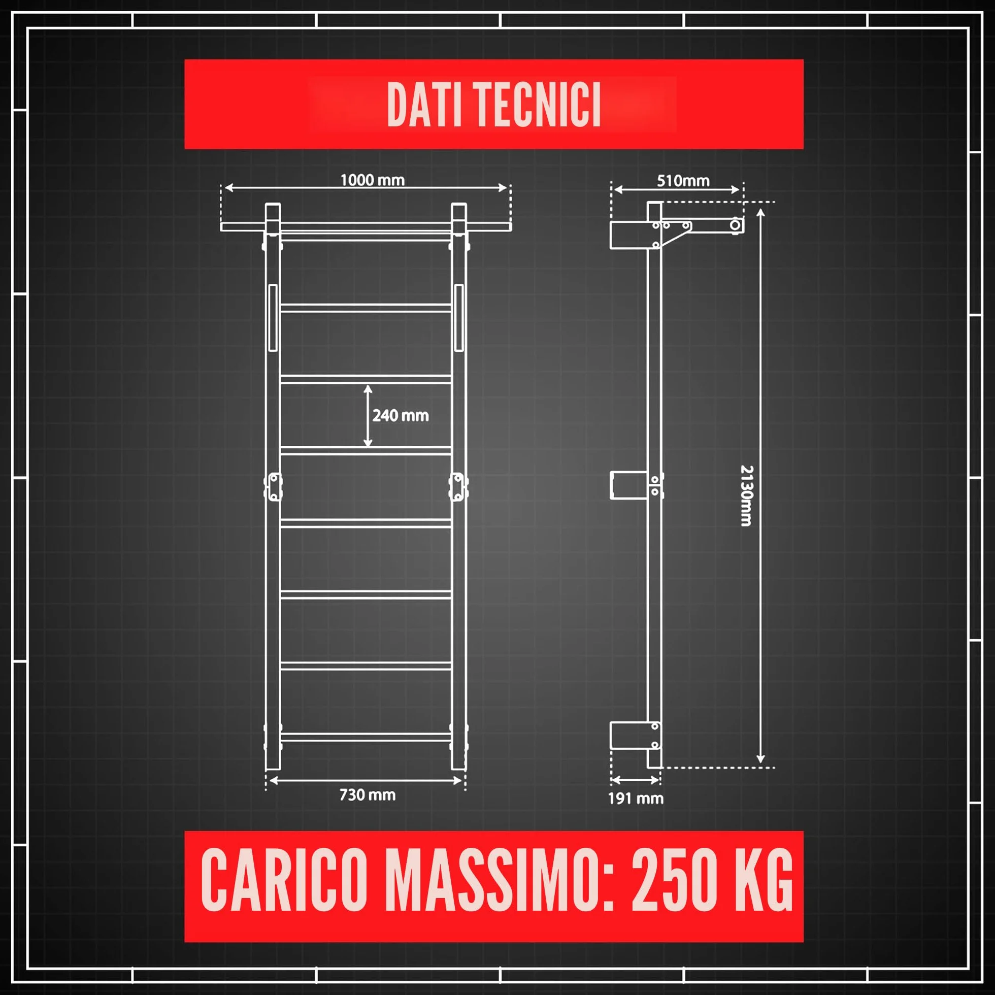 K-Sport Parete a Pioli con 8 Pioli, Portata 250 kg, Parete da Ginnastica con Barra per Trazioni, Parete in Metallo per Arrampicata per Adulti e Bambini
