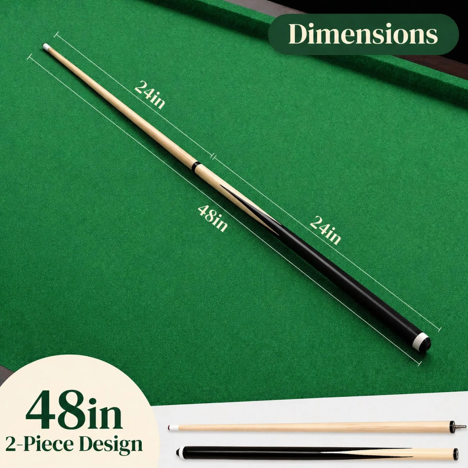 36 Inch 48 Inch 58 Inch Pool Cue Stick Hardwood Billiard Cue Stick for Adults Youth Kids