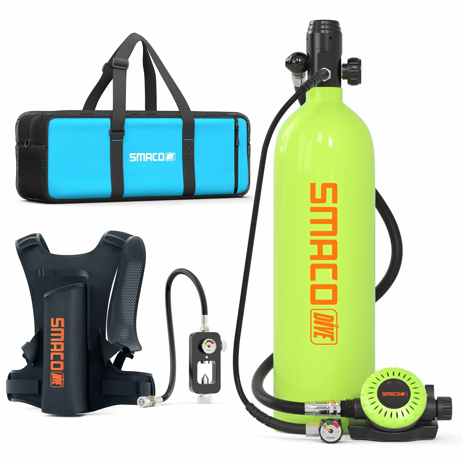 SMACO S700 Plus Mini Bombola Subacquea 2L Sub Scuba Tank Emergenza Aria Riserva