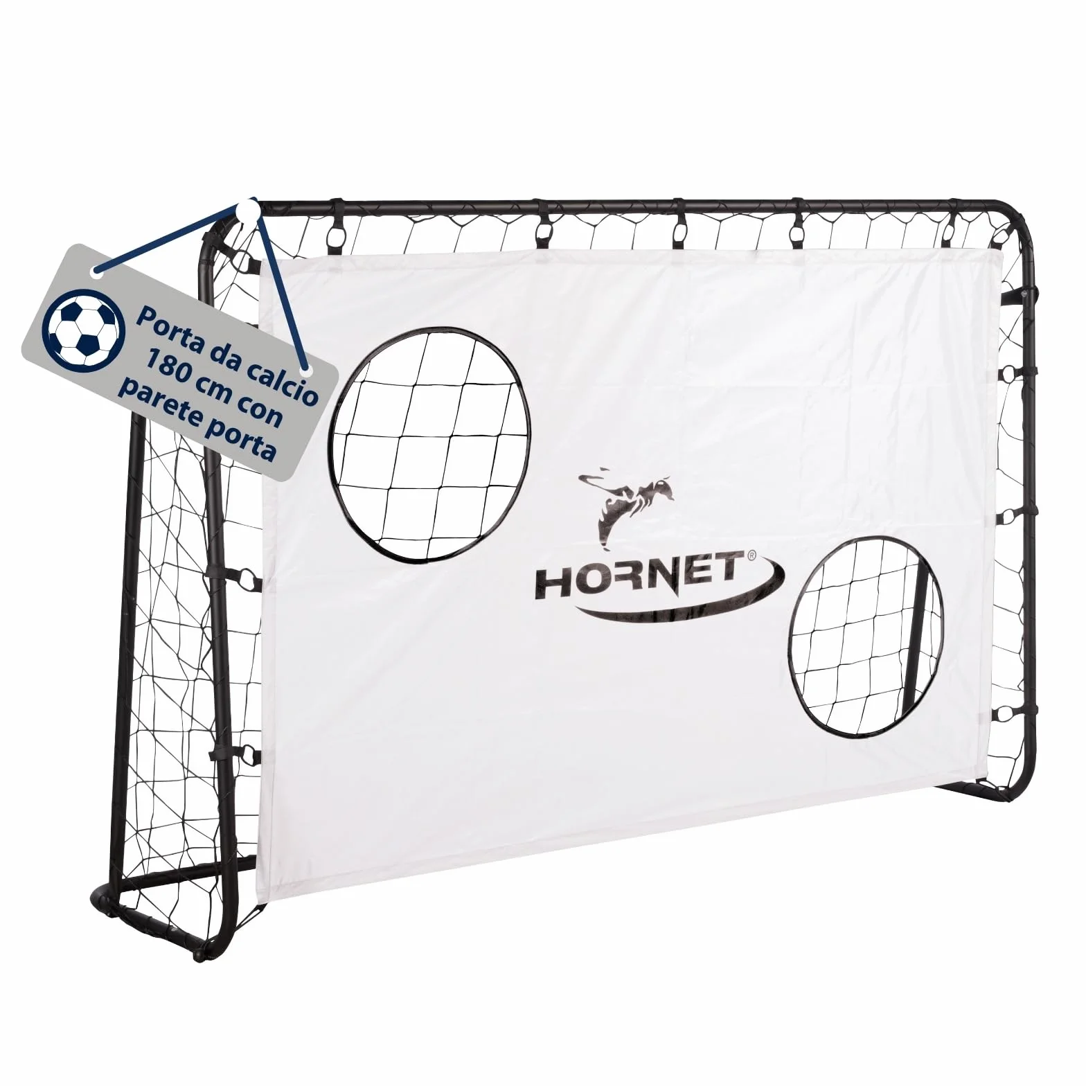 Hudora Hornet 180 Football Goal with Goal Wall Outdoor Weatherproof for Children Adults
