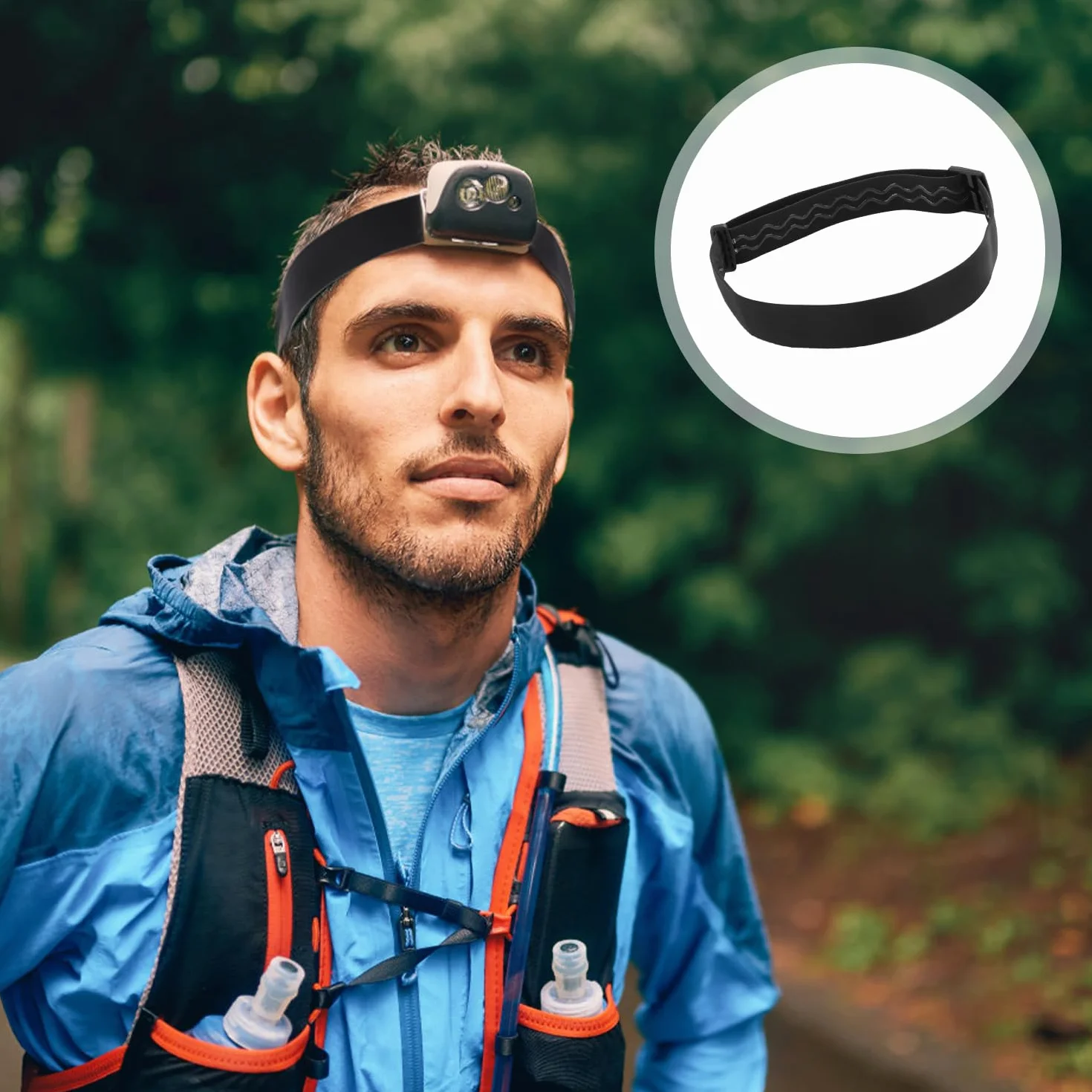 Fascia per Lampada Frontale Nera Compatibile Black Diamond Petzl Princeton Tec Energizer Fenix