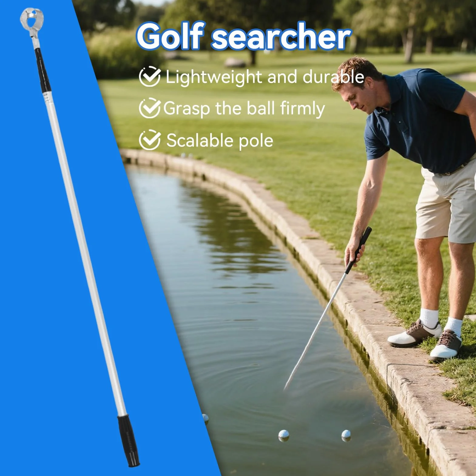 Agatige Retriever per Palline da Golf, Recuperatore per Palline da Golf in Lega di Alluminio Telescopico per Strumento Ventosa per Raccogliere Palline da Golf