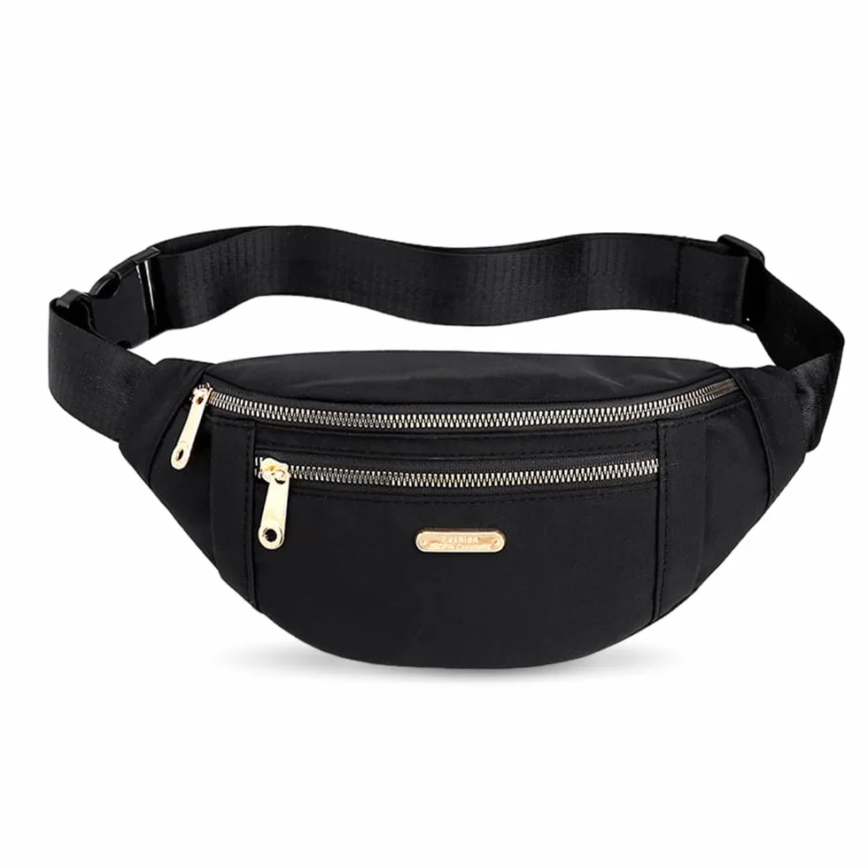 Marsupio Donna Uomo Viaggio Lavoro Fanny Pack Waist Bum Bag Belt Sportivo Tracolla Regolabile Borsa Monospalla Shopping Nero