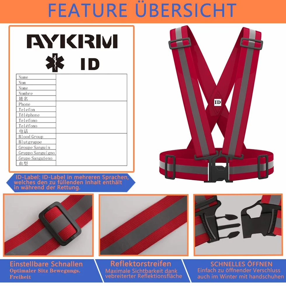 AYKRM Gilet Alta Visibilità con Striscia Riflettente per Corsa Ciclismo