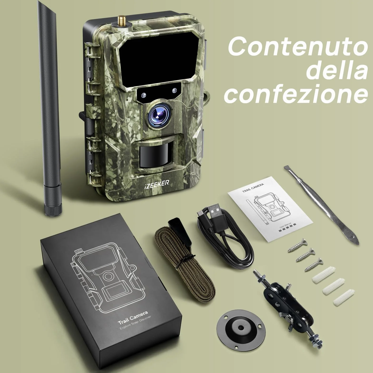 iZEEKER 2 in 1 Fototrappola Cloud 4G & Standard, 2K HD 48MP Visione Notturna, IP66