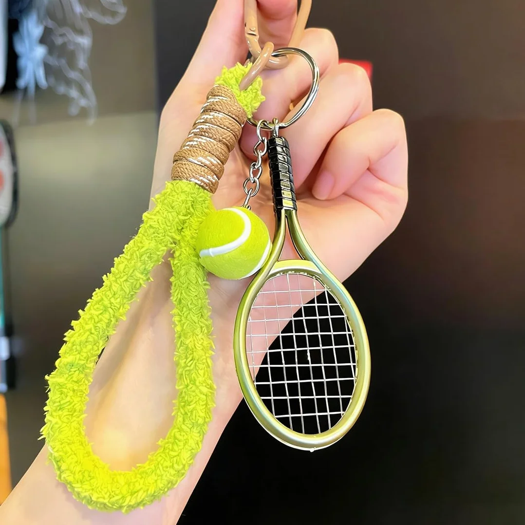 Portachiavi Tennis in Metallo, Portachiavi Mini per Racchetta da Tennis, Regalo Sportivo