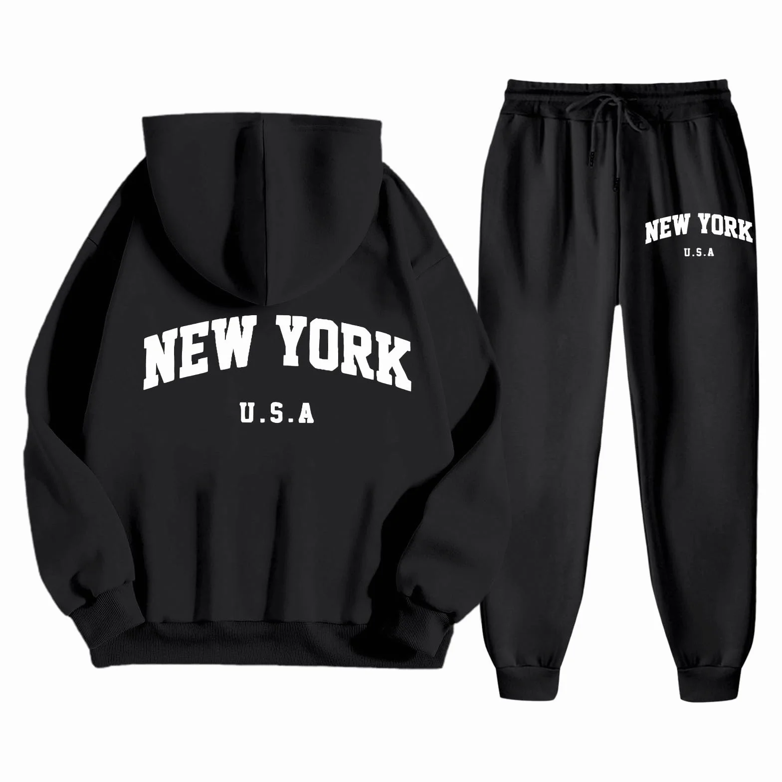 Tuta da jogging uomo 2 pezzi con cappuccio Y2K Hip Hop Fitness