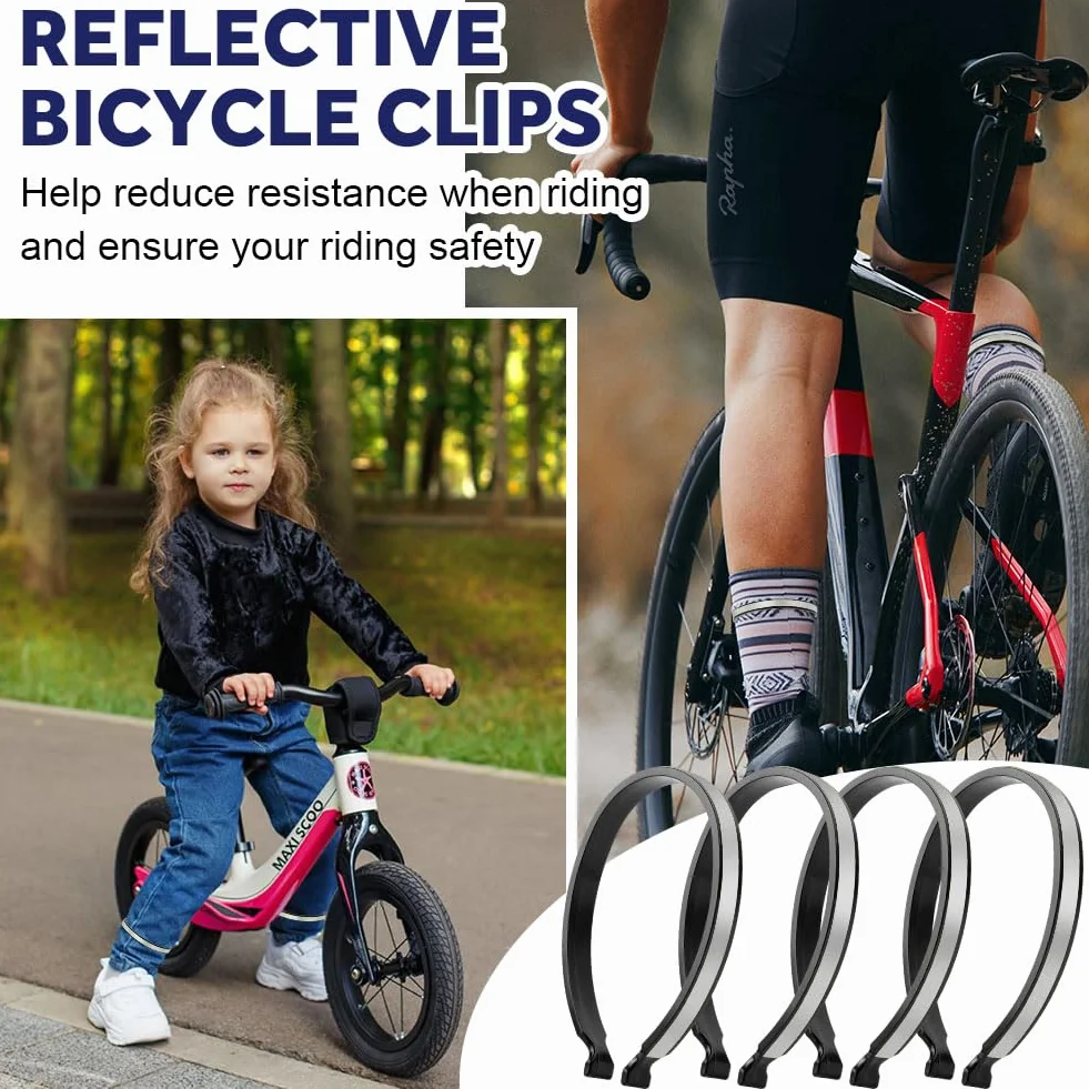 Flintronic 4 Pezzi Clip per Pantaloni da Bicicletta Riflettenti, Fasce di Sicurezza per Caviglie