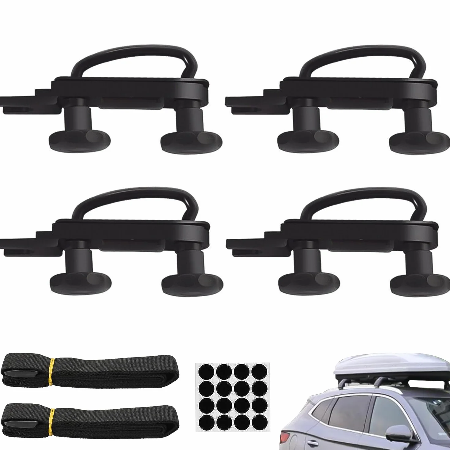 4 set di fissaggio per box da tetto, staffa U universale, auto/furgone, viti U, 85 mm, set accessori installazione 8 dadi sicurezza 2 bende rotonde