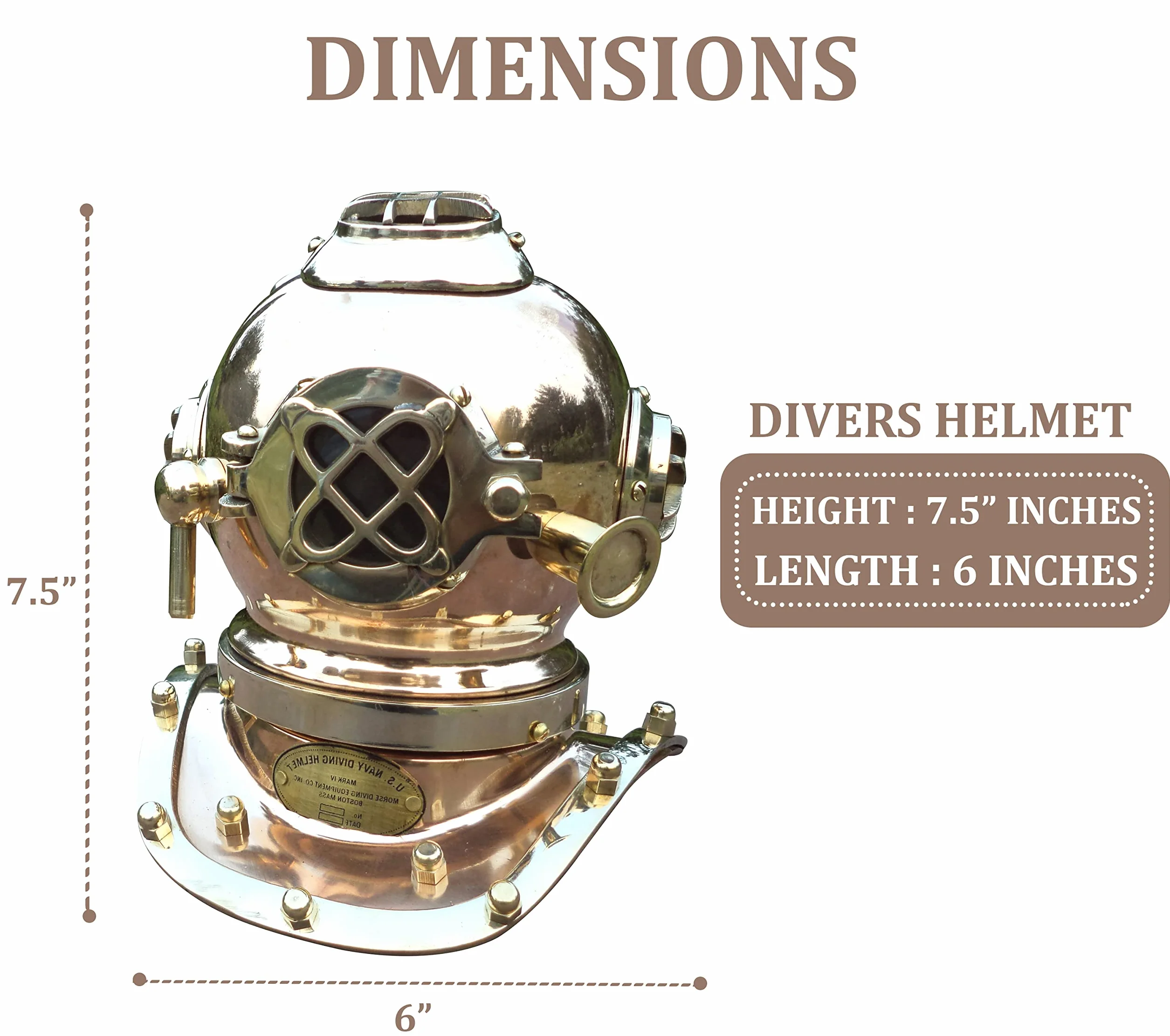 Mini casco subacqueo marino antico replica Mark us Navy Nautico finitura rame