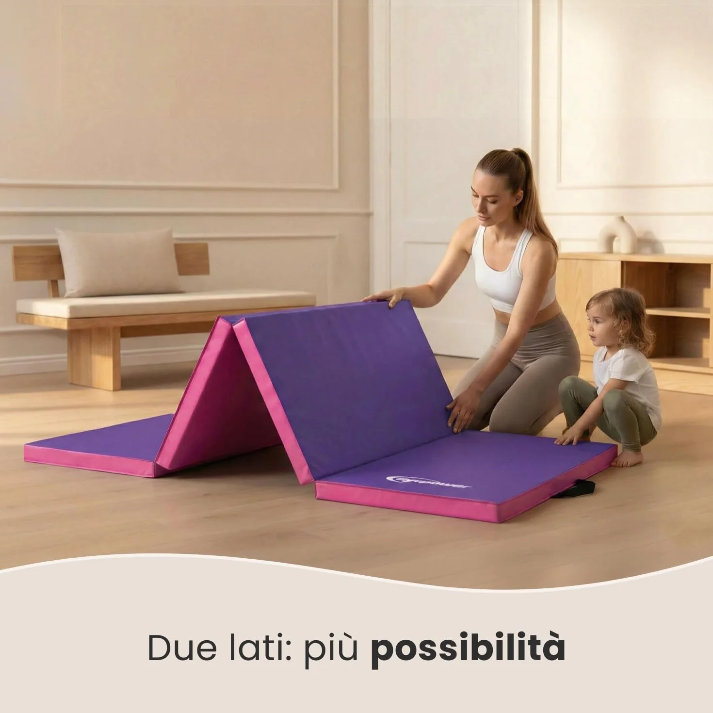 eyepower Tappetino Ginnastica Pieghevole 180x60x5 cm - Materassino Ginnico Spesso - Tappeto per Attività Artistica da Casa - Superficie per Acrobatica Yoga Sport - Tappetini Antiurto per Bambini