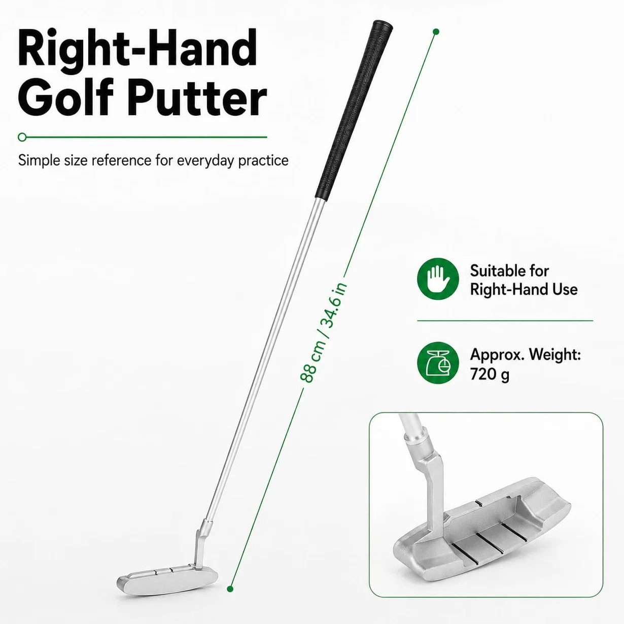 Mazza da Golf in Lega di Alluminio Staccabile, Putter Destri, Set da Ufficio con Palline e Sacca