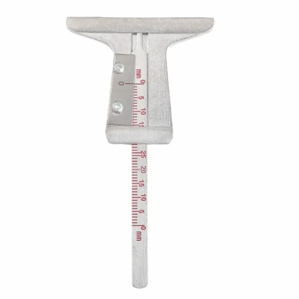 Misuratore di profondità del battistrada, da 0 mm a 50 mm, in acciaio inox, strumento di misurazione per auto, moto, camion, rimorchi, sonda resistente, design compatto (argento)