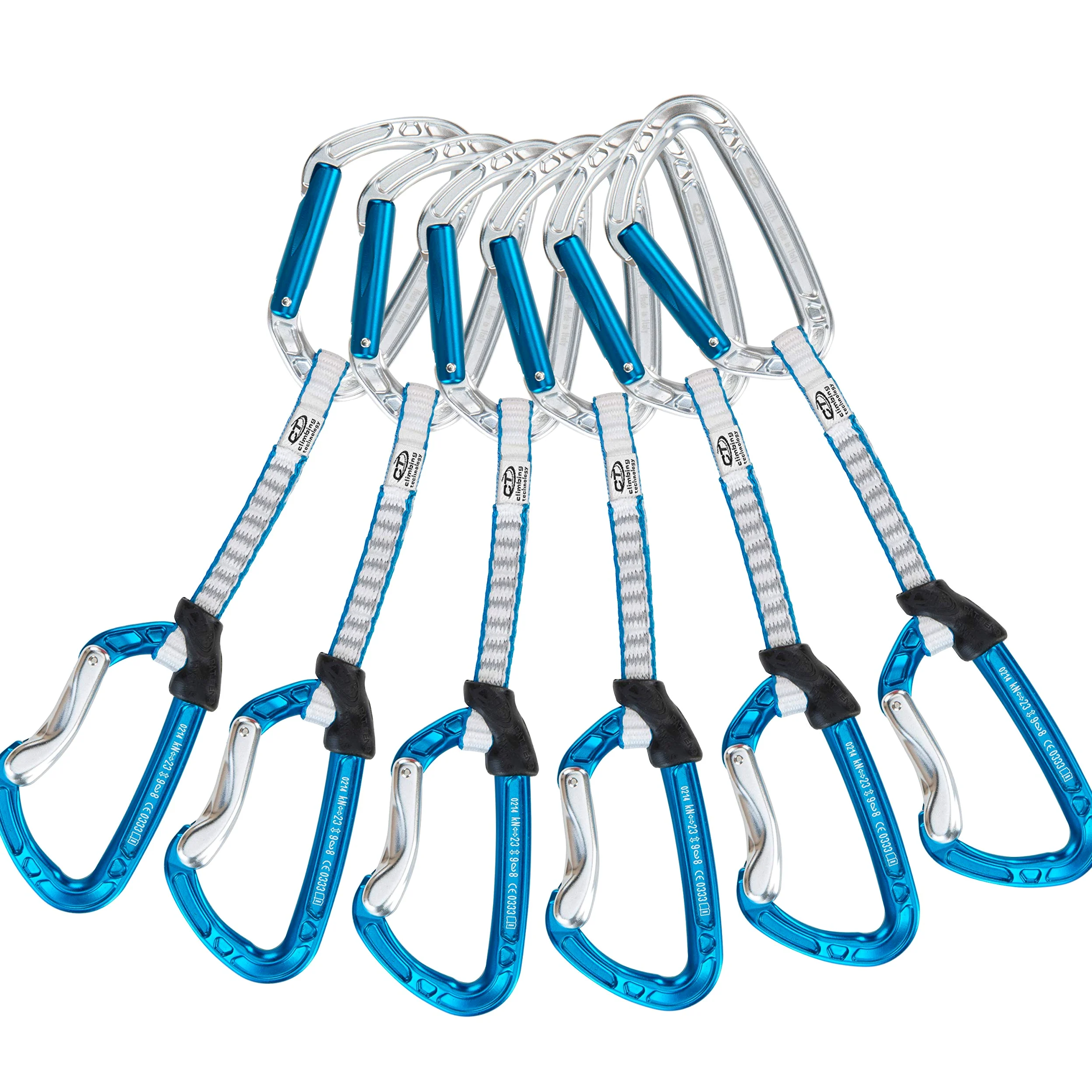Climbing Technology 2E687FIC0QCTXXP Aerial PRO Set DY Rinvio, Confezione da 6 Pezzi, Argento/Azzurro