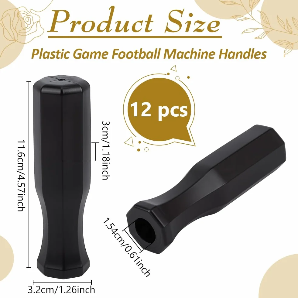 BENECREAT 12 set Impugnature Calcio Balilla Plastica Ricambio Universali Nero